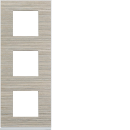 Plaque de finition 3 postes verticale Gallery en bois - Entraxe 71mm - Latté - WXP2543 - Hager