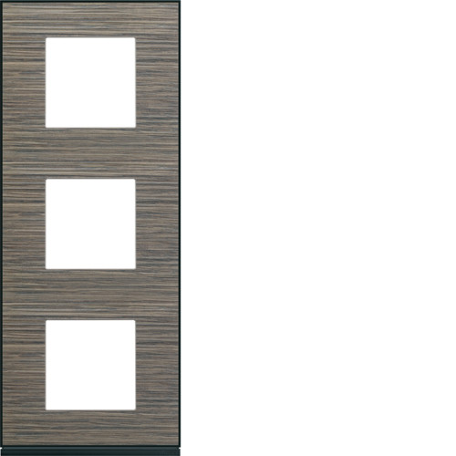 Plaque de finition 3 postes verticale Gallery en bois - Entraxe 71mm - Pécan - WXP2443 - Hager