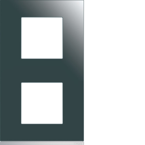 Plaque de finition 2 postes verticale Gallery en verre - Entraxe 71mm - Mirror glass - WXP5042 - Hager