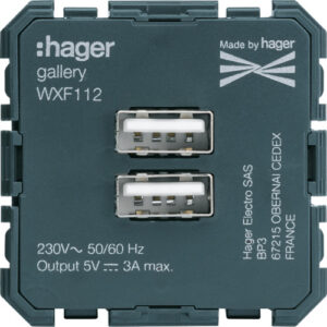 Double chargeur USB type A Gallery - 2 modules - WXF112 - Hager