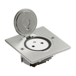 Prise de sol surface 2P+T carrée - Inox brossé - 089760 - Legrand