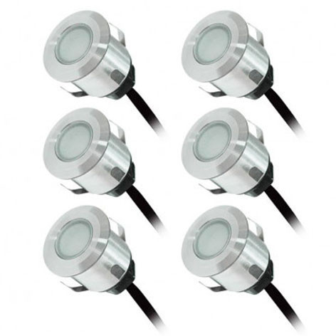 Kit de 6 spots Led encastrés de sol 12V - 6x0,6W - 4000K - IP67 - 70751 - Vision-EL