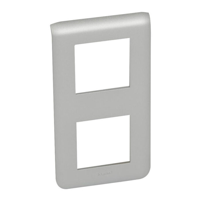 Plaque de finition 2 postes - Mosaic - Aluminium - 079322 - Legrand