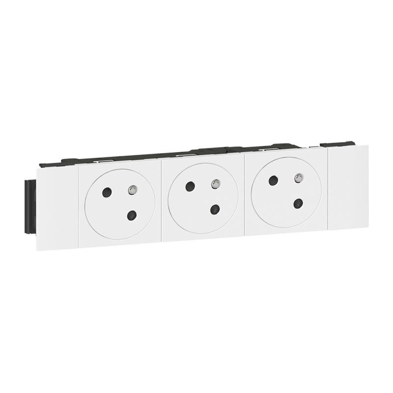 Triple prise de courant 2P+T pour goulotte Mosaic Link – Blanc – 077103L – Legrand