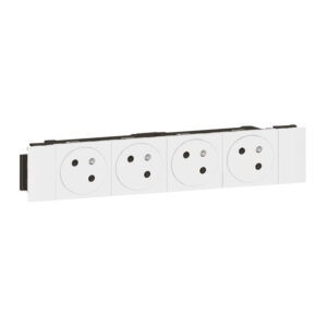 Quadruple prise de courant 2P+T pour goulotte Mosaic Link - Blanc - 077104L - Legrand