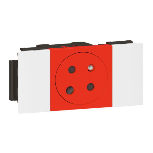 Prise de courant 2P+T pour goulotte Surface Soluclip Mosaic - Rouge - 077121L - Legrand