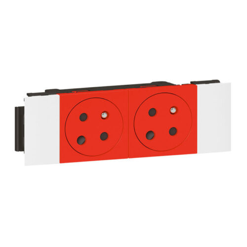 Double prise de courant 2P+T pour goulotte Surface Soluclip Mosaic - Rouge - 077122L - Legrand