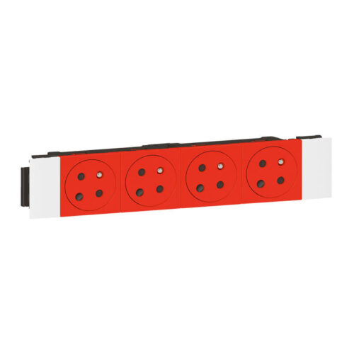 Quadruple prise de courant 2P+T pour goulotte Surface Soluclip Mosaic - Rouge - 077124L - Legrand