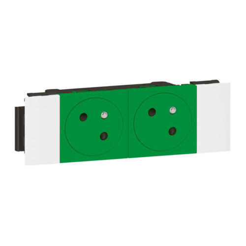 Double prise de courant 2P+T pour goulotte Soluclip Surface Mosaic - Vert - 077192L - Legrand