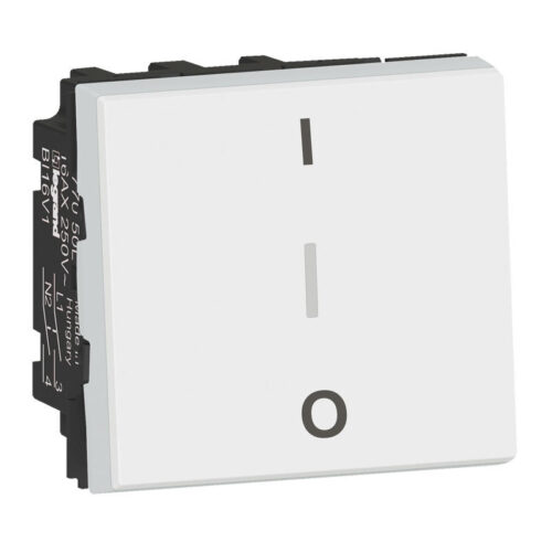 Interrupteur bipolaire avec borne pour repiquage neutre 16AX 250V~ Mosaic - 2 modules - Blanc - 077050L - Legrand