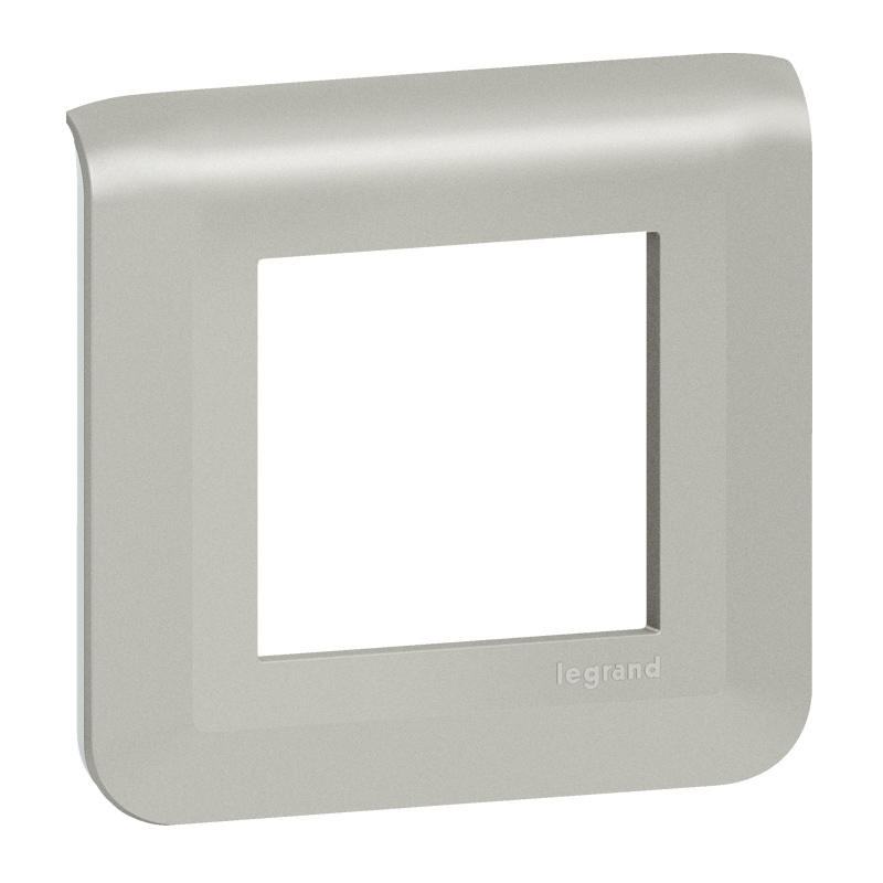 Plaque de finition 2 modules Mosaic - Aluminium - 079302L - Legrand