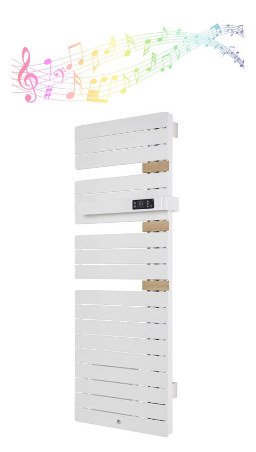 Radiateur salle de bains 3CS- Allure 3 virtuose mat à droite, électrique avec soufflerie, 1750W, blanc satin, musique - Thermor