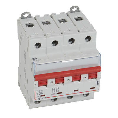 Interrupteur sectionneur Tétrapolaire DX-IS à déclenchement - 4P 400V - 40A - 4M - 406543 - Legrand