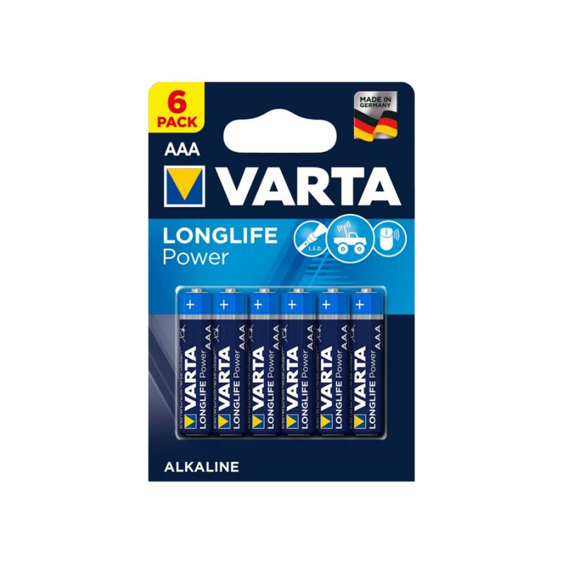 Pile alcaline LR03 (AAA) Longlife Power 1.5 V – Blister de 6 – 4903/6 – Varta