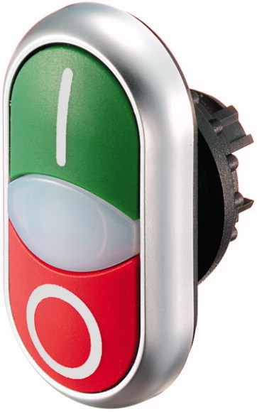 Bouton-poussoir double avec indicateur lumineux rouge/vert - M22-DDL-GR-X1/X0 - 216700 - Eaton
