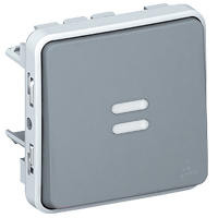 Poussoir NO lumineux composable Plexo - IP55 - 10A - Gris - 069542 - Legrand