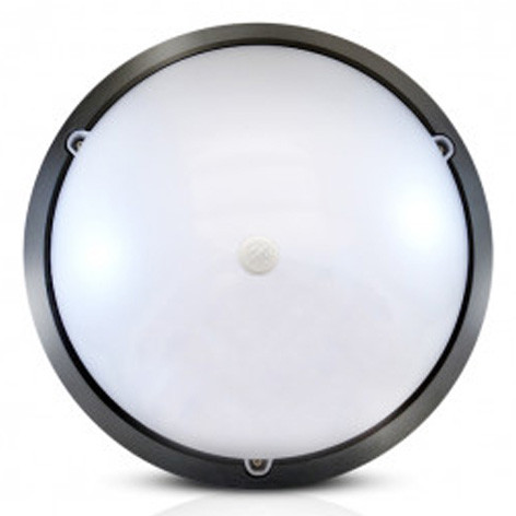 Hublot Led 18W avec détecteur - 230 V - Noir - 4500K - 779003 - Miidex Lighting