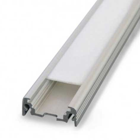 Profile Plat en Aluminium Brut - 1Mètre - pour bandeaux Led 14,4 mm - 9881 - Miidex Lighting