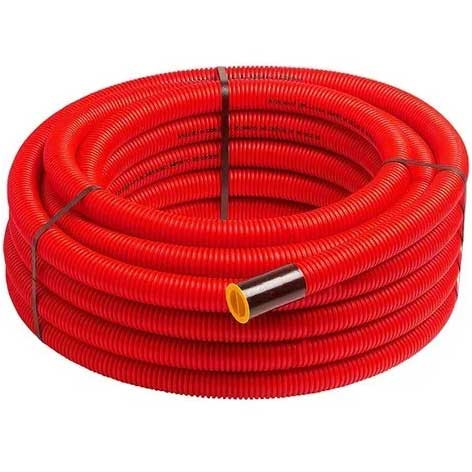 Gaine TPC rouge, diamètre 40 mm, vendu en rouleau de 50 mètres pour courants forts enterrés.