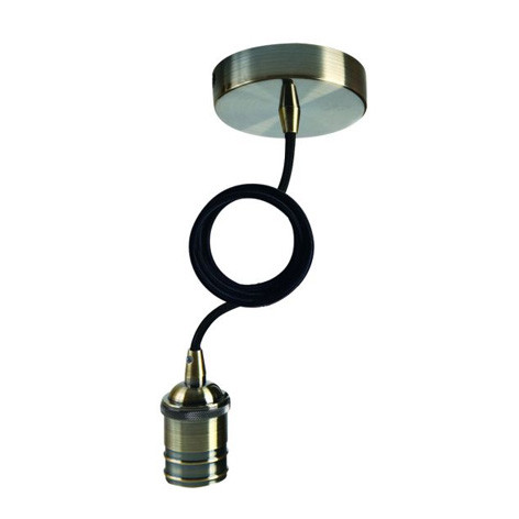 Suspension métal gris - câble tissu noir 1m - E27 - 241606 - Girard Sudron