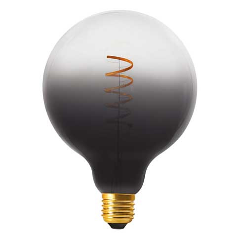 Ampoule Led forme globe, verre noir sur la base et clair au sommet, 3300K, 150 lumen
