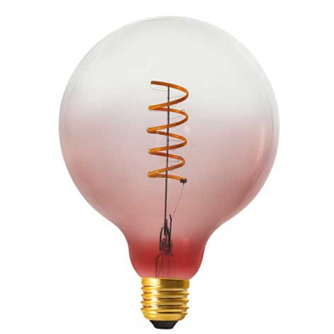 Ampoule Led forme globe, verre rose sur la base et clair au sommet, 3300K, 150 lumen