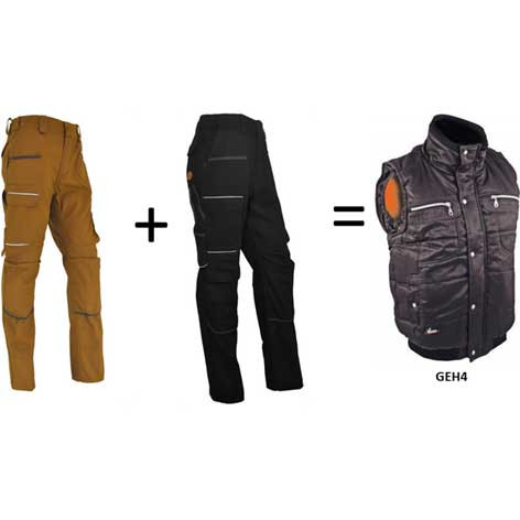 Lot de 2 pantalons Sahara - Taille 40 - avec 1 gilet offert - Taille M - SAHARA40GEH4M - Vepro