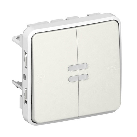 Double interrupteur ou va-et-vient lumineux étanche 10AX composable - IP55 - Plexo - Blanc - 069626 - Legrand