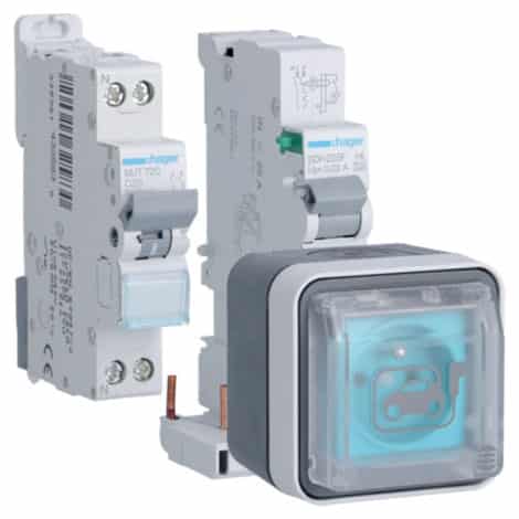 Borne de recharge Witty pour véhicule électrique IP55 - Avec protection différentielle - XEV080P - Hager