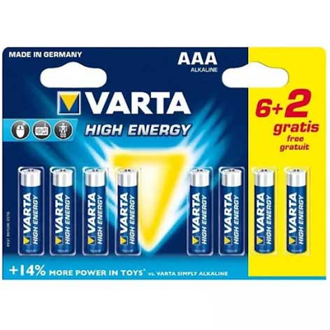 Pile alcaline LR03 (AAA) Longlife Power 1.5 V - Blister de 8 - 4903/8 - Varta