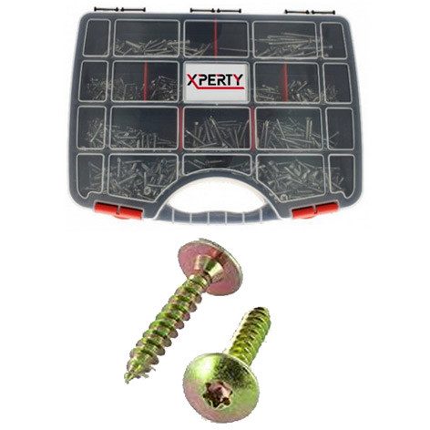 Coffret de vis de pentures - Acier Jaune - Tête large - 325 pièces - XPE0461895 - Xperty