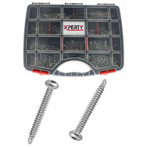 Coffret de vis autoperceuses - Inox - Tête fraisée - 660 pièces - XPE0461857 - Xperty
