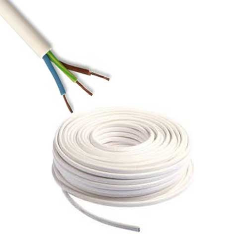 Câble électrique souple blanc - HO05VV-F 3G0,75mm2 - en couronne de 50 m