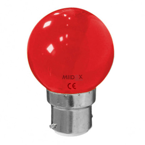 Ampoule LED rouge B22 1W - Blister x2 - 76420 - Miidex Lighting