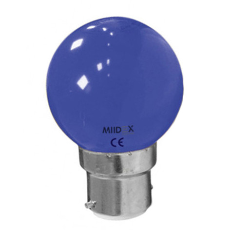 Ampoule LED Bleue B22 1W - Blister x2 - 76430 - Miidex Lighting