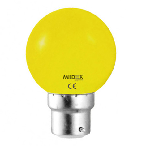 Ampoule LED Jaune B22 1W - Blister x2 - 76450 - Miidex Lighting