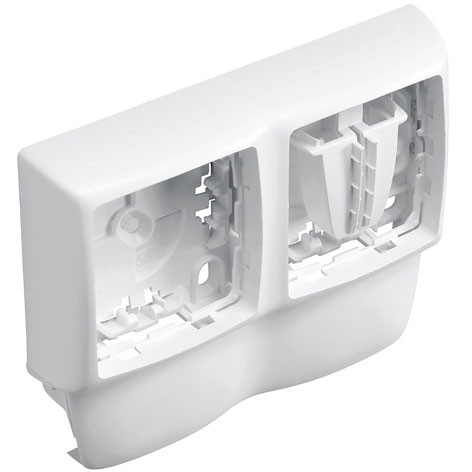 Cadre Double pour appareillage en saillie - 12 mm - 5 Pièces - pour moulure Keva - 2 postes - 11822 - Planet Wattohm