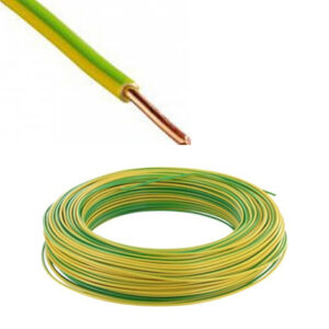 Fil électrique rigide - H07VU - 1,5mm² - Vert/Jaune - VU1,5V/J - Couronne de 100m