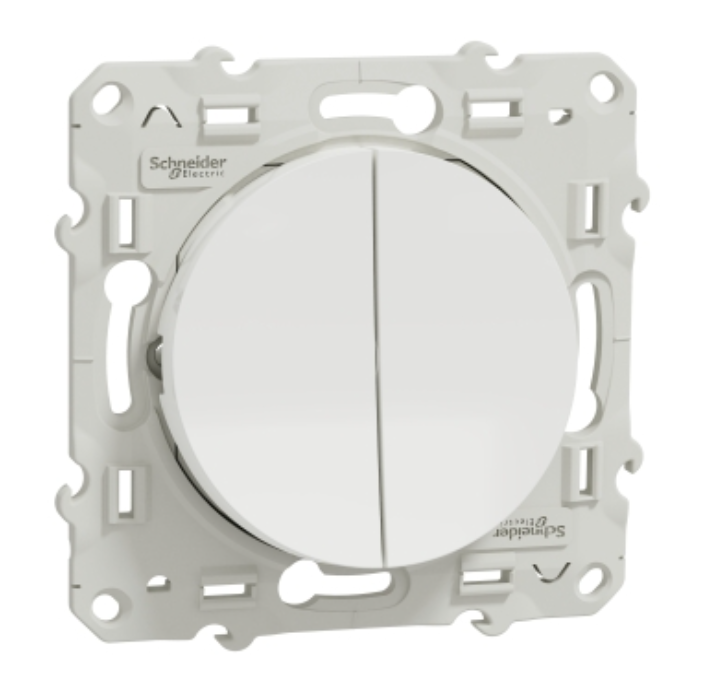 Interrupteur double Va-et-vient – 10A – Blanc – S520214 – Odace – Schneider