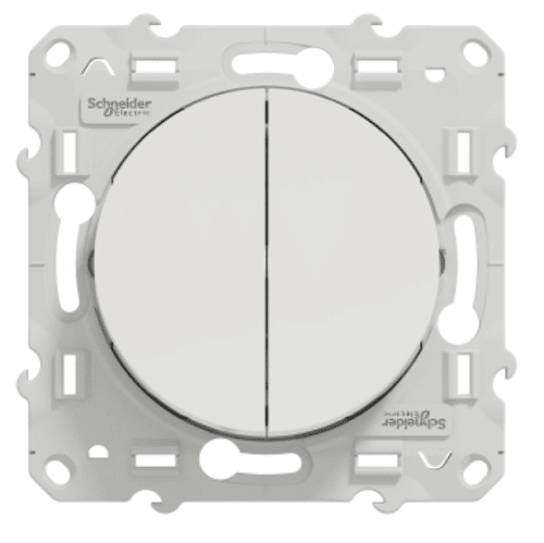 Bouton poussoir double volet-roulant avec fonction STOP -10A – Blanc – S520227 – Odace – Schneider