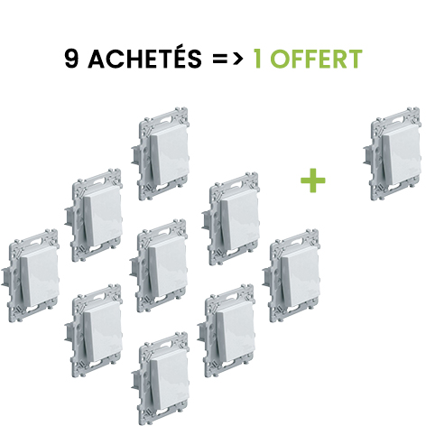 lot 10 interrupteurs va et vient hager essensya WE001