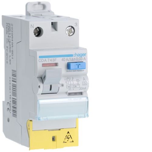 Hager - Interrupteur differentiel 4POLES 63A 30MA type a 4MODULES