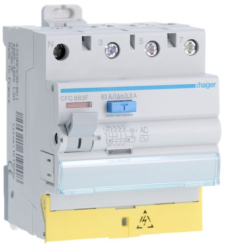Interrupteurs differentiels-tetrapolaires-a-vis-Hager-63A-300mA-Type AC-CFC863F