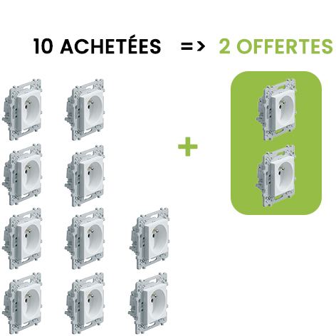 lot de 12 prises de courant HAGER WE100 dont 2 gratuites