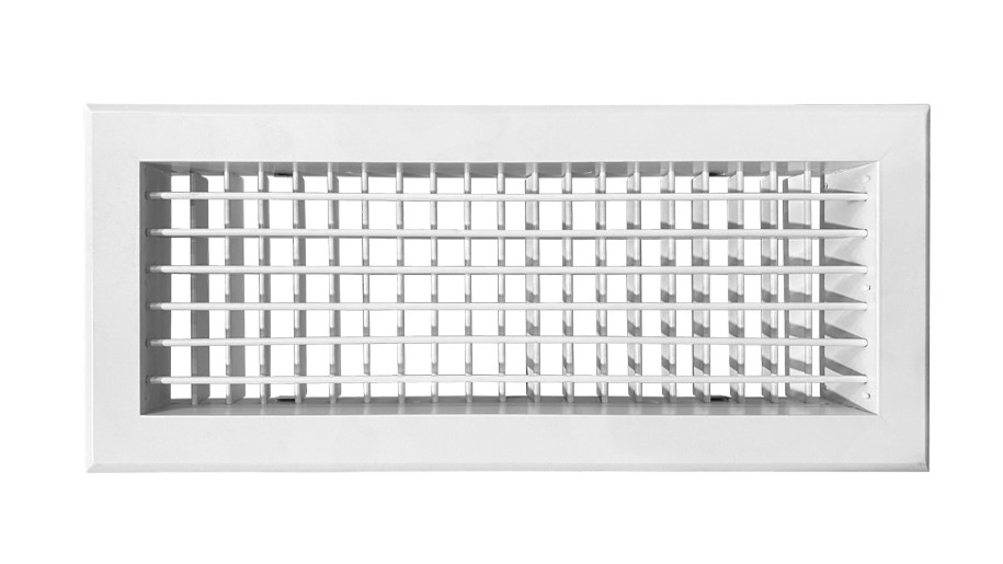 Grille de soufflage double déflexion aluminium blanc mate 400 x 150 mm.