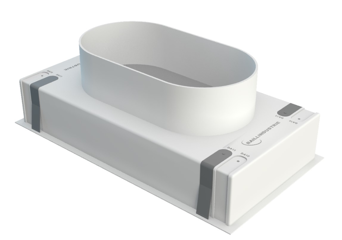 Plénum en ABS pour grille de soufflage de 300 x150 mm