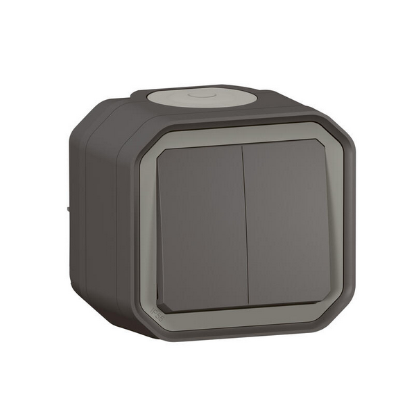 Commande double étanche pour réaliser 3 fonctions Plexo IP55 IK08 livrée complète pour fixation saillie - anthracite - Legrand 069775L