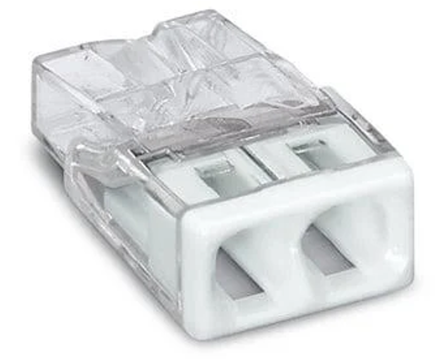 Boîte de 100 bornes – 2 x 0,5 à 2,5mm² Transp. – Blanc – 2273-202 – Wago