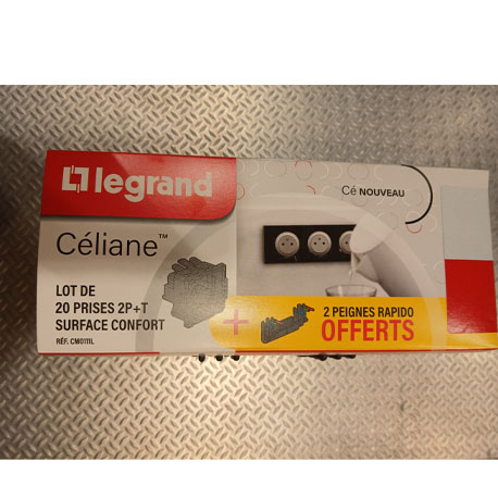 20 prises de courant 2P+T + 2 peignes de connexion Rapido Céliane - CM0111L - Legrand