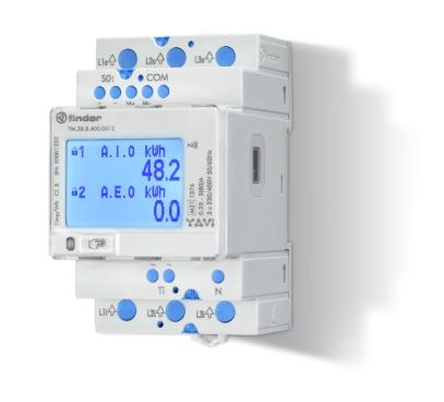 Compteur d'énergie triphasé multifonction bidirectionnel - 80A - 7M3884000112PAS - Finder